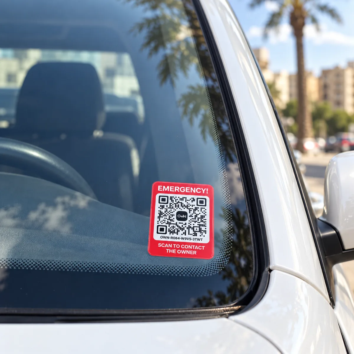 Emergency Car Sticker · Inside Glass · 3/6