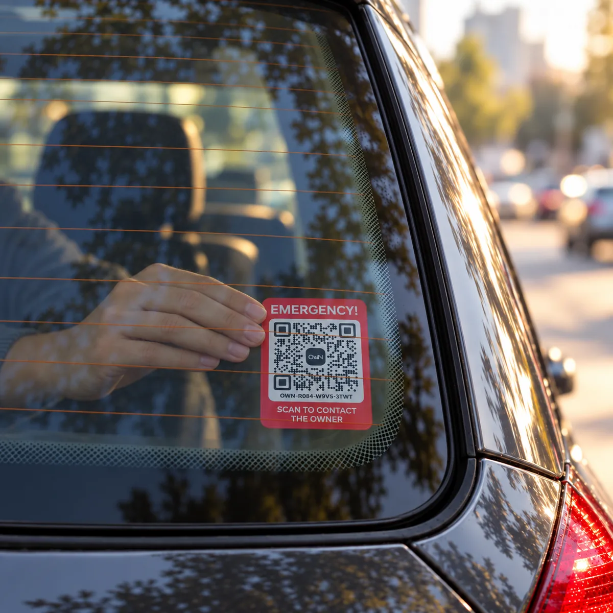 Emergency Car Sticker · Inside Glass · 4/6