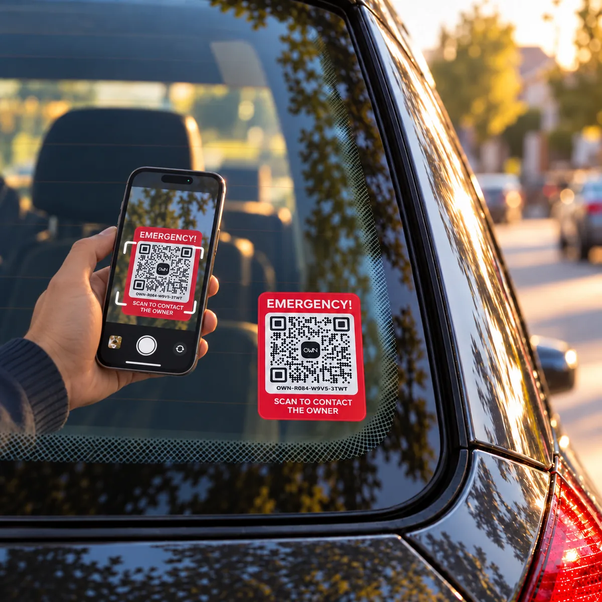 Emergency Car Sticker · Inside Glass · 5/6